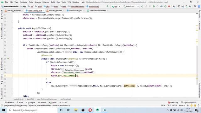 Android Studio Java - [Firebase] Realtime Database İle Veri Tabanına Kullanıcı Kaydını Ekleme смотреть онлайн