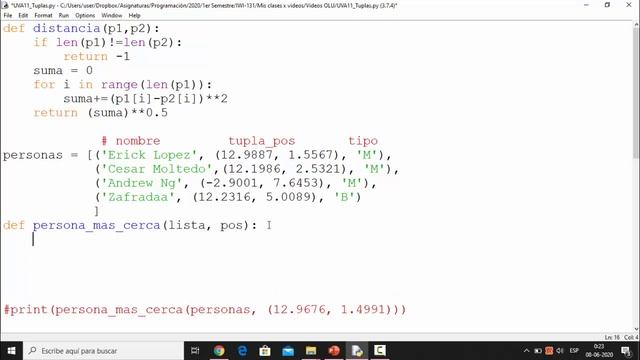 Ejercicio de listas de Tuplas - Python 3.7 смотреть онлайн