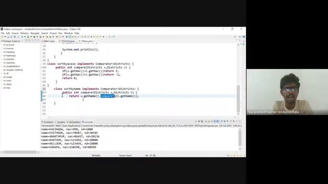 Comparing Objects in Arraylist using COMPARATOR With CODE || ADV.Java || Sai Praneeth || KLU смотреть онлайн