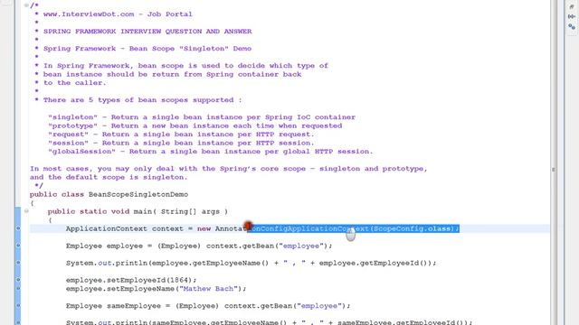 TAMIL SPRING FRAMEWORK @SCOPE ANNOTATION SINGLETON DEMO смотреть онлайн