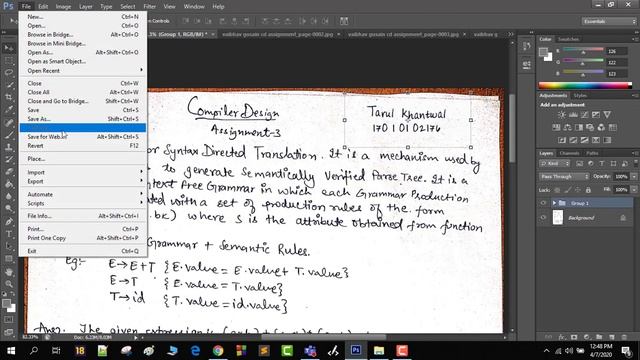 How to neatly edit a handwritten college assignment in PhotoShop. смотреть онлайн
