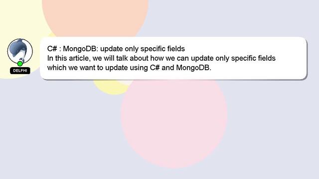 C# : MongoDB: update only specific fields смотреть онлайн