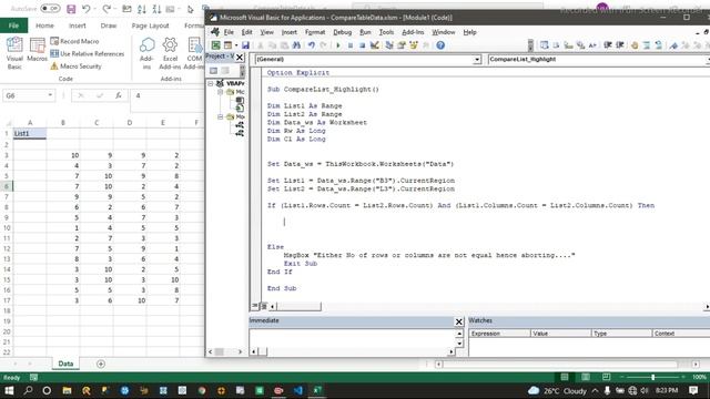 VBA - Compare two lists data in same sheet and highlight the differences смотреть онлайн