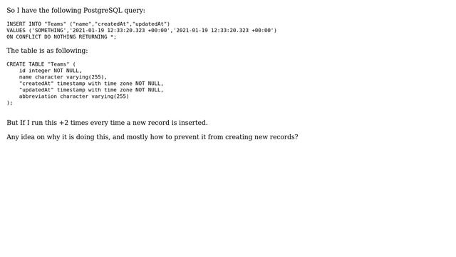 Postgres "On conflict do nothing' still inserts new record смотреть онлайн
