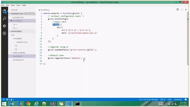 Minifying js with Grunt смотреть онлайн