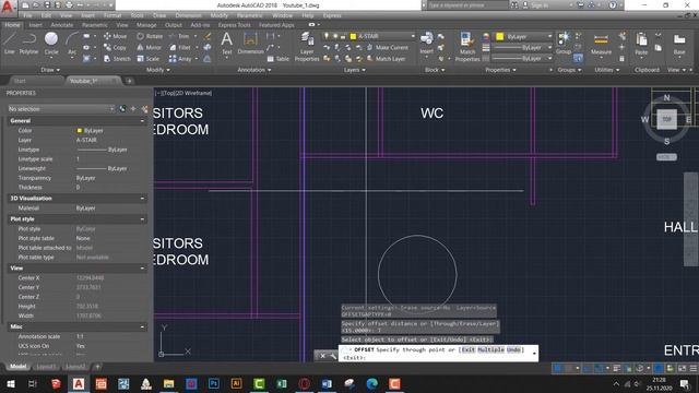 How to Use OFFSET(O) in Autodesk Autocad for Architects смотреть онлайн