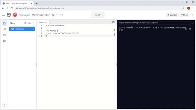 C++ postawy online (bez kompilatora) - środowisko repl.it смотреть онлайн