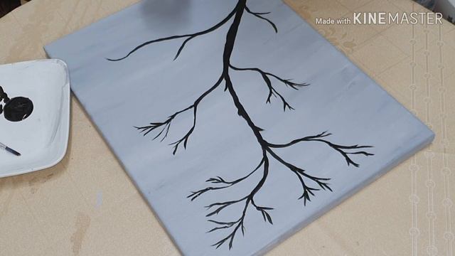 Painting Simple tree on canvas #silk cotton tree#DIY#Home decor #Art#painting. смотреть онлайн