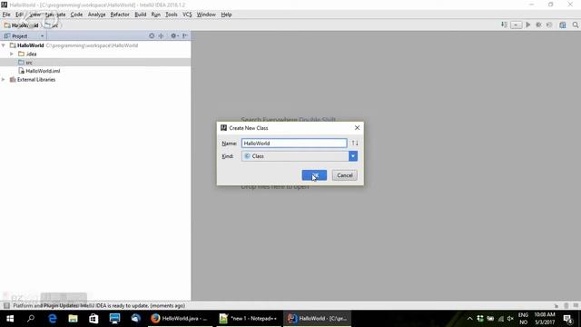Java programming HalloWorld ex. with JetBrains IntelliJ IDE on Windows 10 смотреть онлайн