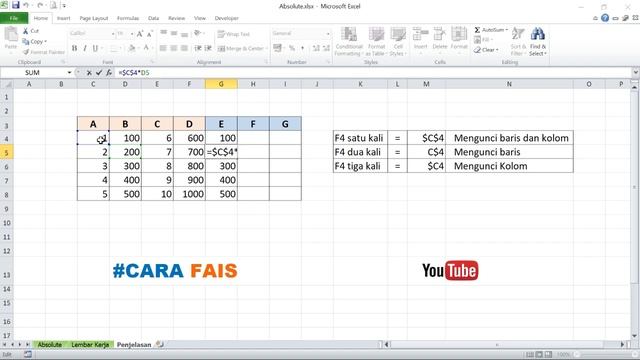 Fungsi Dollar $ Absolute Pada Excel смотреть онлайн
