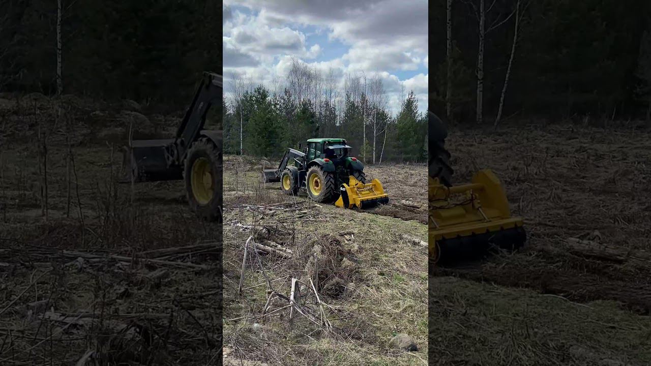 Измельчение остатков древесины ротоватором Delta#спецтехника #трактор #ротоватор #мульчирование смотреть онлайн