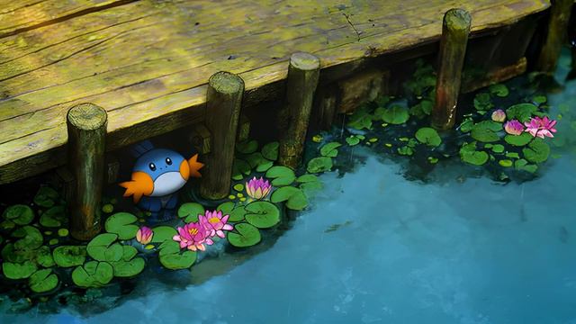Wallpaper Engine Anime - Mudkip | Rainy Day | Pond Pokemon смотреть онлайн