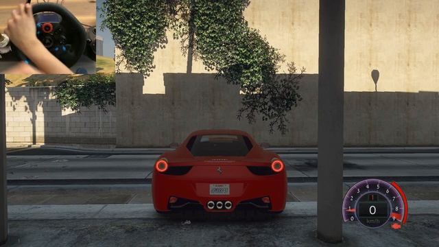 Driving Ferrari 458 Italia V8 WITHOUT CRASH in GTAV | Steering Wheel смотреть онлайн