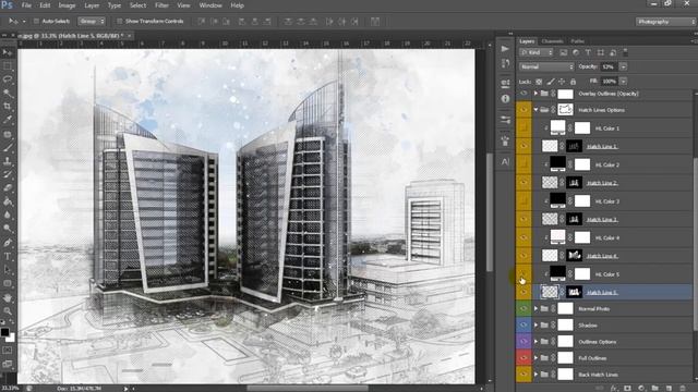 Architecture Sketch Art Photoshop Action Tutorial смотреть онлайн