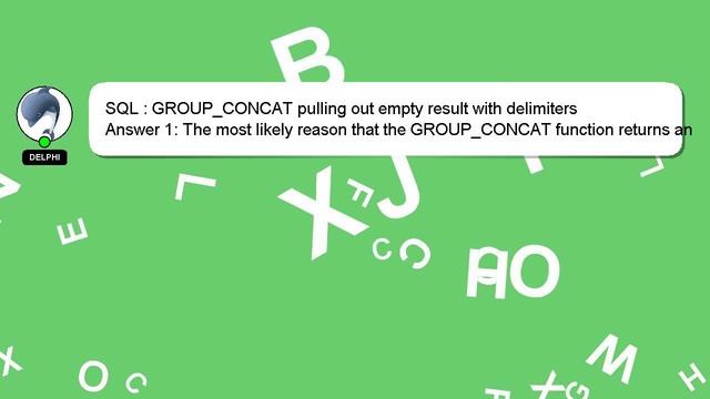 SQL : GROUP_CONCAT pulling out empty result with delimiters смотреть онлайн