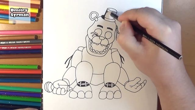 How To Draw Golden Freddy, FNAF, Как нарисовать Голден Фредди