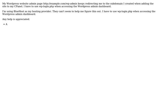 Wordpress: Wordpress Admin Page Redirecting to Subdomain смотреть онлайн