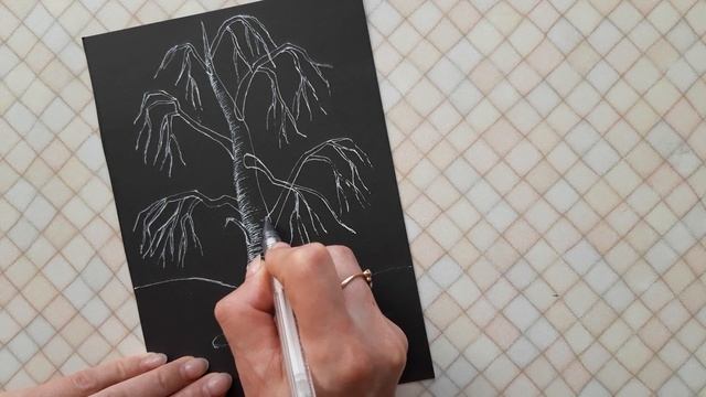 Зимний пейзаж "Береза в инее" смотреть онлайн