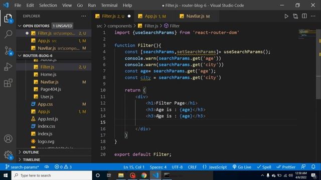 React Router v6 tutorial in Hindi #7 use SearchParams and setSearchParmas смотреть онлайн