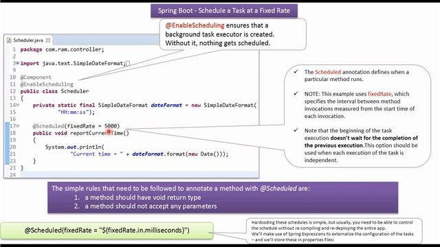 Scheduling Tasks at Fixed Rates with Spring Boot | Spring Boot Task Scheduling Tutorial смотреть онлайн