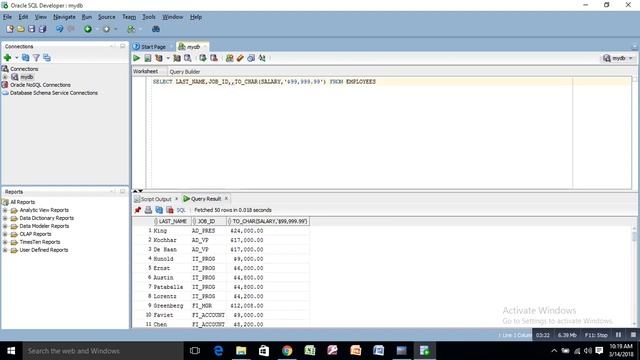TO_CHAR( ) | Oracle SQL смотреть онлайн
