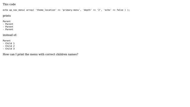 Wordpress: wp_nav_menu prints children with parent name смотреть онлайн