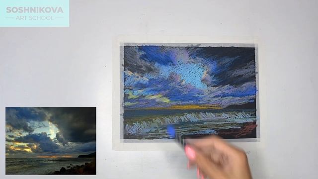 Масляная пастель Малевичъ. Обзор набора на 48 цветов. Рисуем морской пейзаж только этим набором. смотреть онлайн