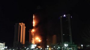 Пожар в Грозном последние минуты...