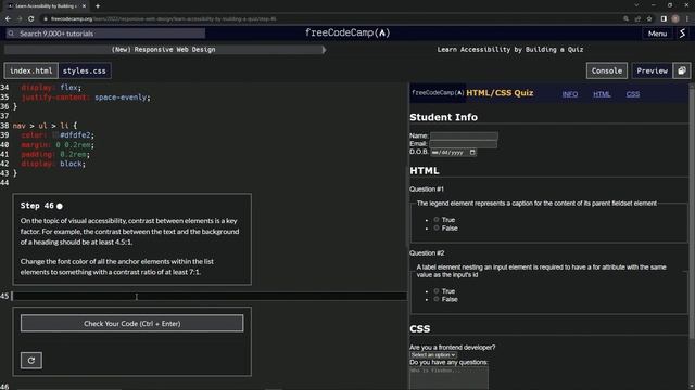 learn2code | freeCodeCamp (New) Responsive Web Design - Building a Quiz: Step 46 смотреть онлайн