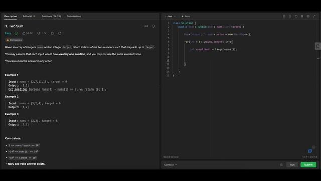 LeetCode #1 - Two Sum solution (Java, Python, C++) смотреть онлайн
