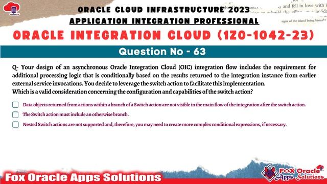 OIC Dump : 61 to 65 | Oracle Integration certification questions | 1Z0-1042 dumps | OIC dump | OIC смотреть онлайн