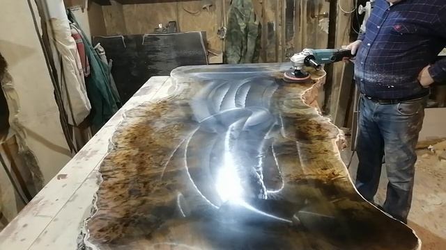 полировка столешницы с эпоксидной смолой смотреть онлайн