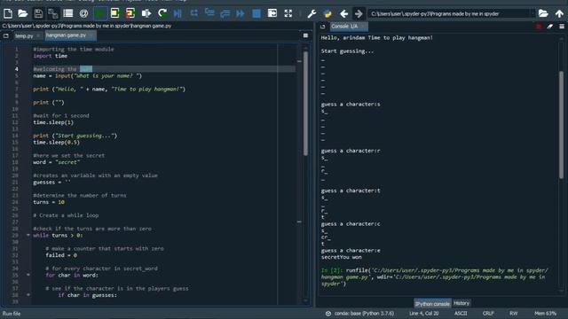 HangMan Game in Spyder (Python) смотреть онлайн