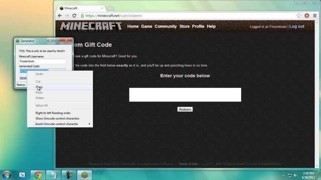Minecraft gift code generator! | Free! | Proof | Works 2012! смотреть онлайн