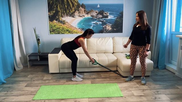 Тяга в наклоне с эспандером смотреть онлайн