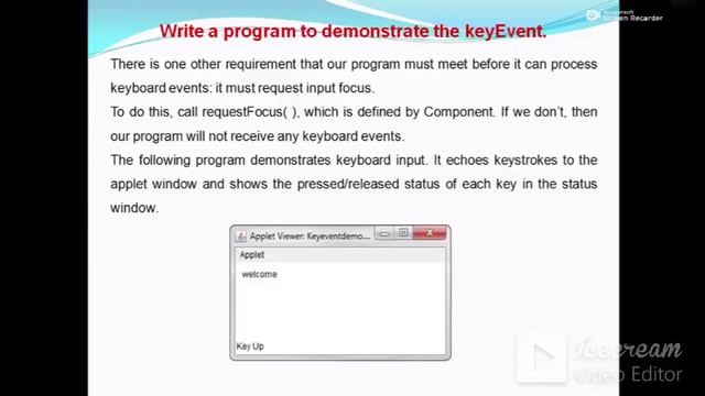 3.5 KeyEvent and KeyListener Interface (Keyboard Demo) смотреть онлайн