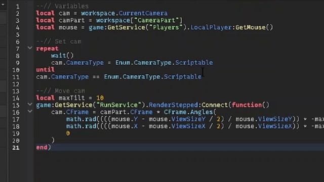 How to make your Camera follows your Cursor slightly | Fast Roblox Studio Tutorial смотреть онлайн