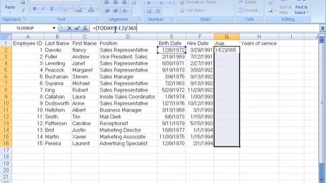 How to calculate age using Excel 2007 - Excel 2007 tutorial 2010 2013 2016 смотреть онлайн