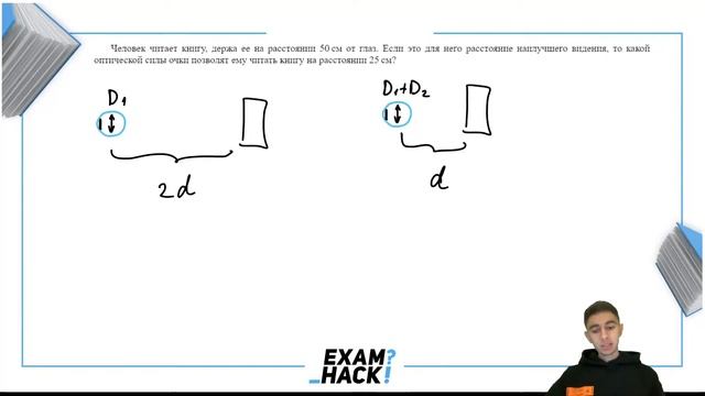 Человек читает книгу, держа ее на расстоянии 50 см от глаз. Если это для него расстояние - №30959 смотреть онлайн