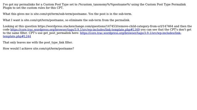 Wordpress: remove sub-category of Custom Post Type from permalink structure смотреть онлайн