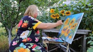 Подсолнухи маслом. Мастер-класс.