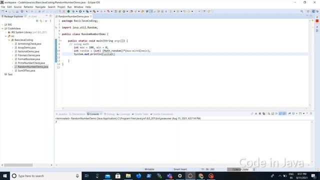 Random Number | Write a program to print random number for given range. |Code in Java смотреть онлайн