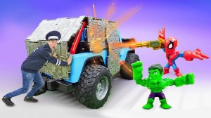 Видео игры супергерои - Человек Паук и Фёдор чинят и прокачивают Машинки! - Игрушки для мальчиков