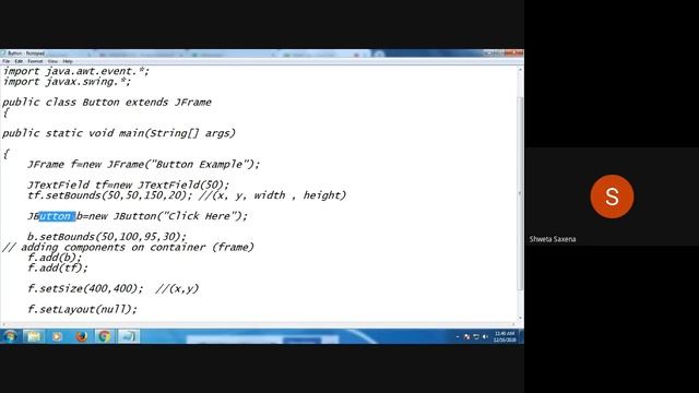 A Program to Implement the button and text field in Java Swing смотреть онлайн