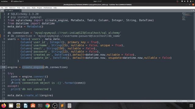SQLAlchemy Create Table and Insert data смотреть онлайн