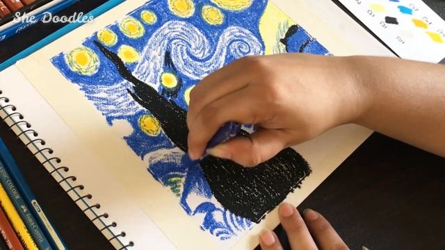 Easy Oil Pastel Painting for beginners | STARRY NIGHT | Oil Pastel Drawing смотреть онлайн