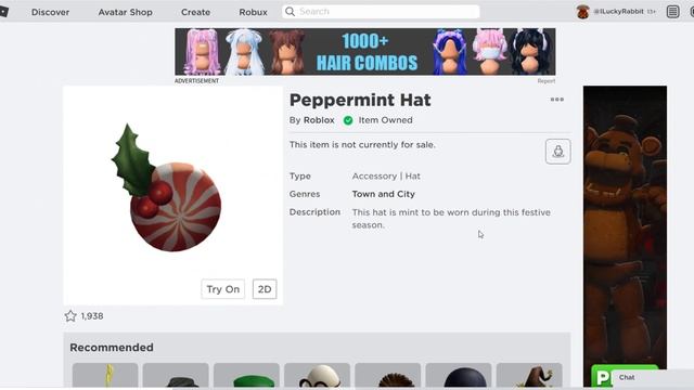 Промокод Роблокс 2021 Мятная шляпа Хэллоуин Бесплатно смотреть онлайн