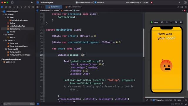 SwiftUI 3.0 Lottie Animations With Controls - Animated Emoji Rating View - Xcode 13 смотреть онлайн