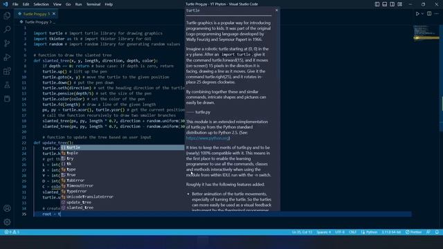 Slanted Fractal Tree Generator with Python Turtle and Tkinter GUI смотреть онлайн