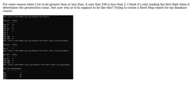 Databases: Why does Oracle consider a larger number to be smaller? смотреть онлайн